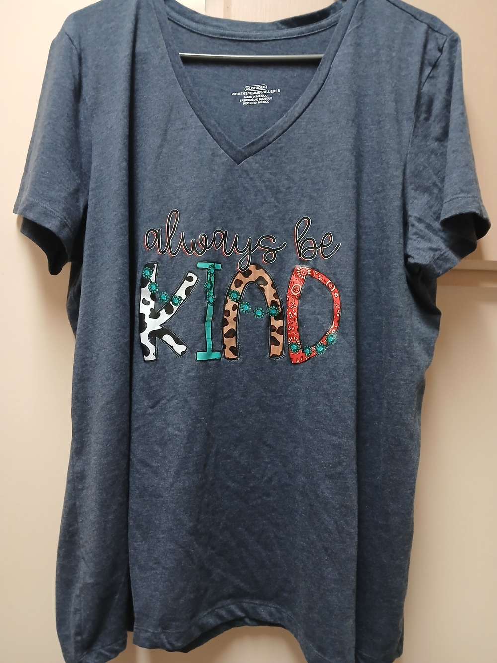 Women's Always Be Kind Short Sleeve V-Neck Tee - Blue